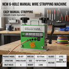Manual wire stripper, hand drill driven wire stripping tool, 6-slot, 5-blade design.