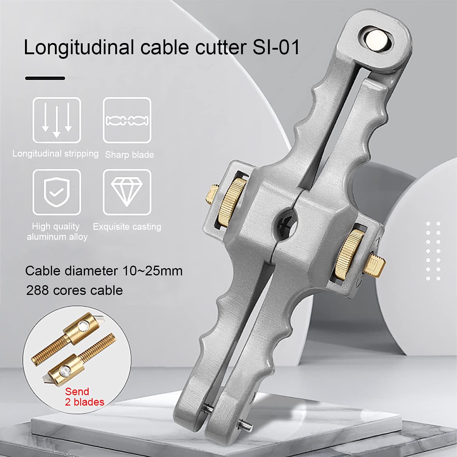 Fiber optic cable strippers with adjustable cutting depth
