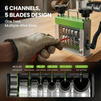 Manual wire stripper, hand drill driven wire stripping tool, 6-slot, 5-blade design.