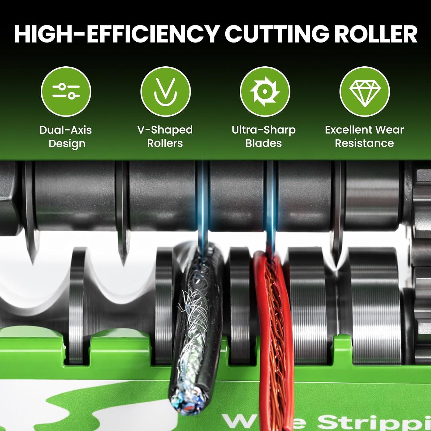 Manual wire stripper, hand drill driven wire stripping tool, 6-slot, 5-blade design.