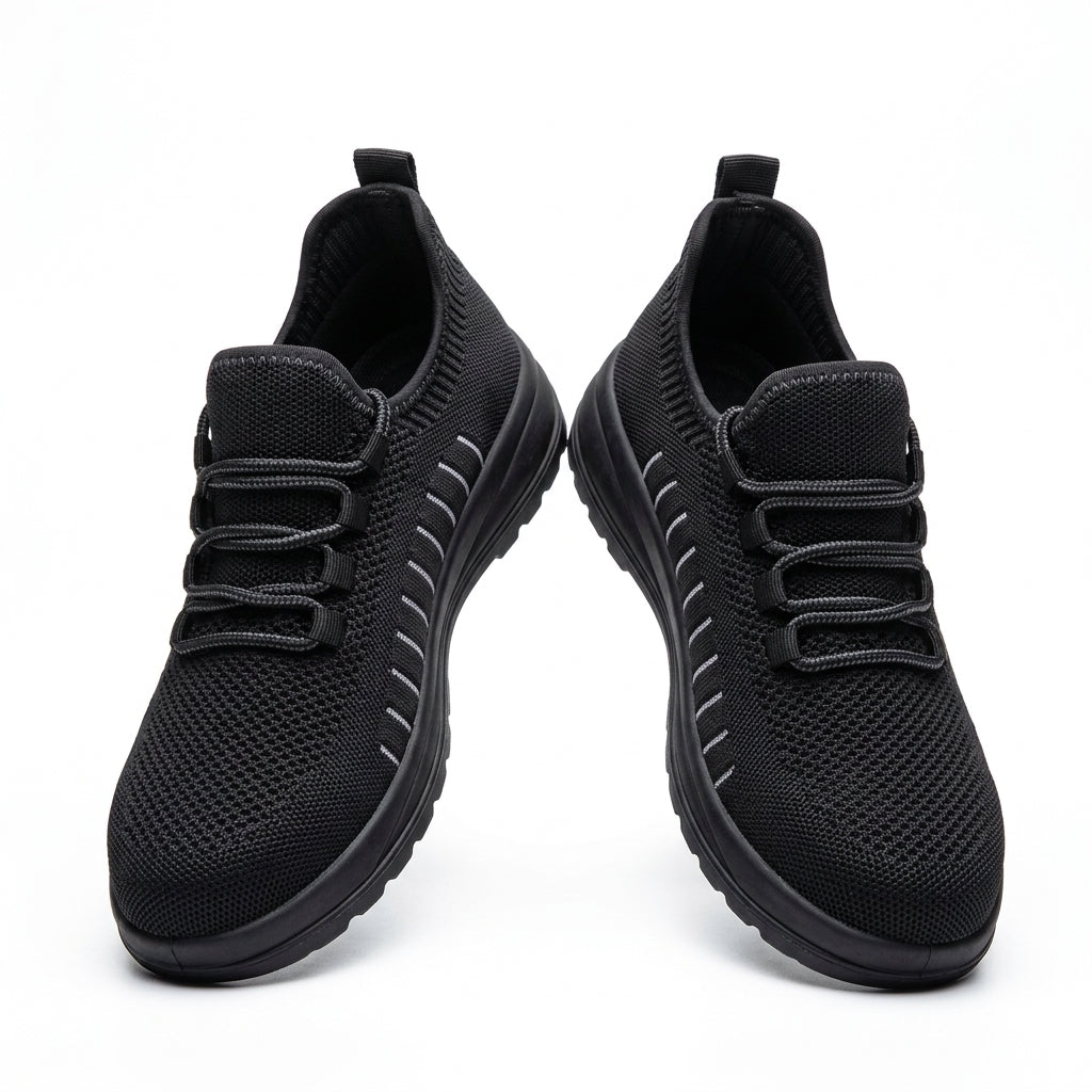 Men's steel-toe work shoes, breathable, impact-resistant, lightweight and safe.