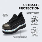 Men's steel-toe work shoes, breathable, impact-resistant, lightweight and safe.