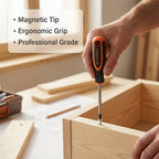 Two-piece magnetic screwdriver set, including a flathead screwdriver and a Phillips head screwdriver (approx. 21 cm).